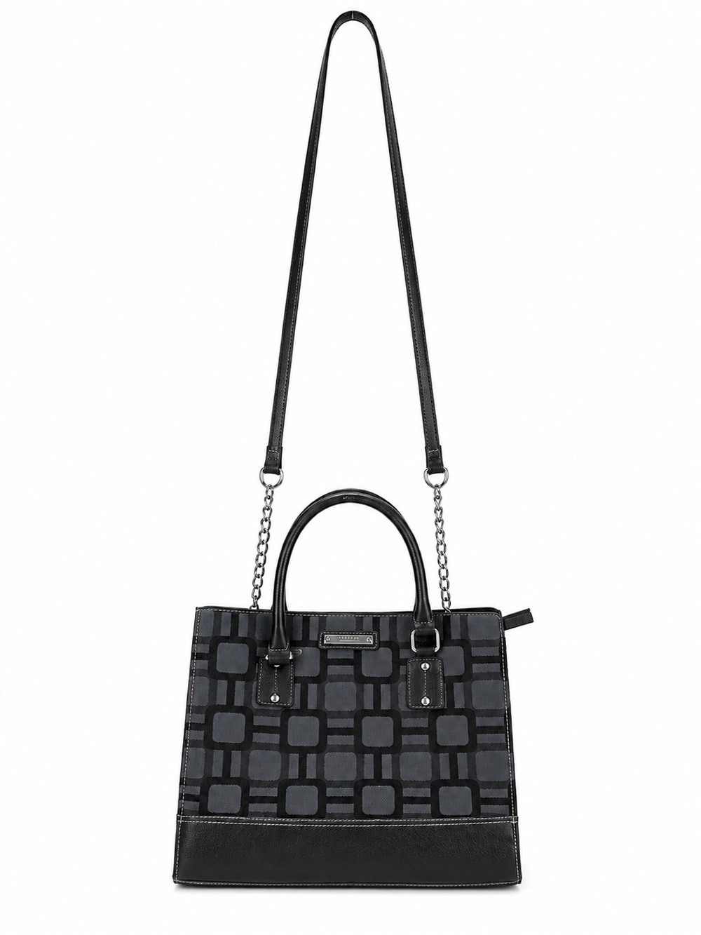 Nine West Black Pattern Handbag with Long Strap and Short Strap